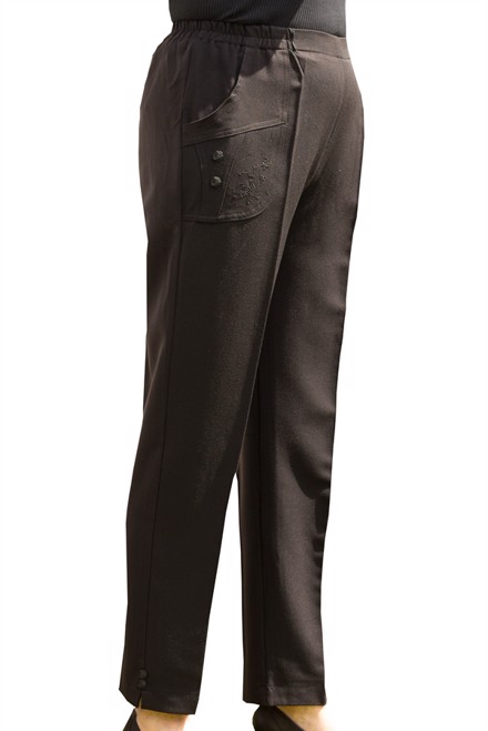 Sorte bukser med elastik i taljen fra Carla - Pasform Karen